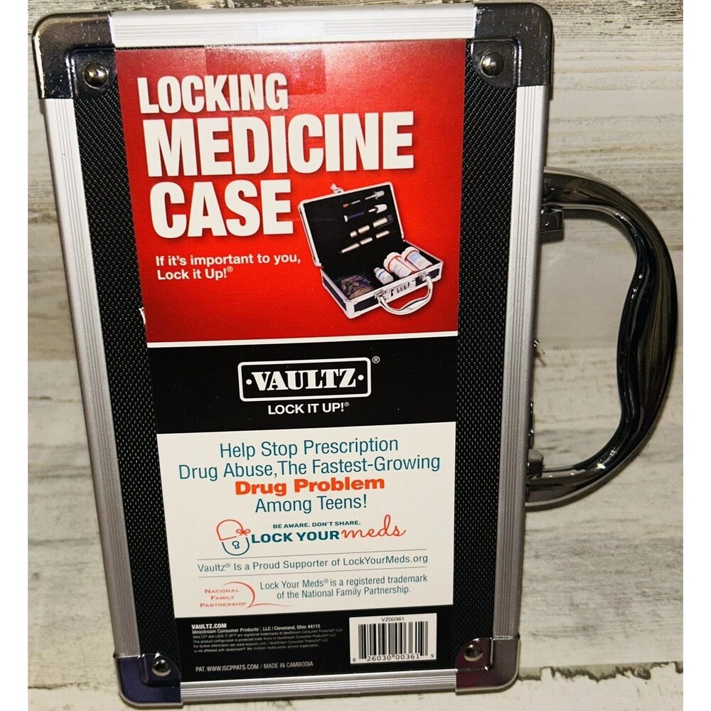 Vaultz Locking Medicine Case Black Combo Lock 8.25x5x2.75 New